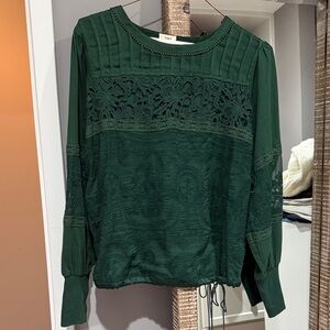 Elegant Forest Green Lace Blouse